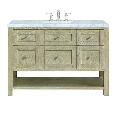 James Martin Vanities 48'' Single Vanity, Whitewashed Oak w/ 3 CM Carrara White Marble Top 330-V48-WWO-3CAR